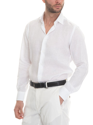 Camicia lino manica lunga Bianco Carrel Uomo