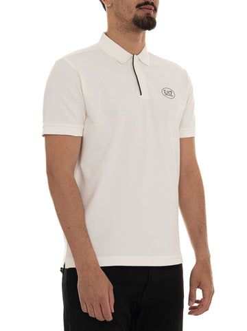 Polo in cotone piquet Panna EA7 Uomo