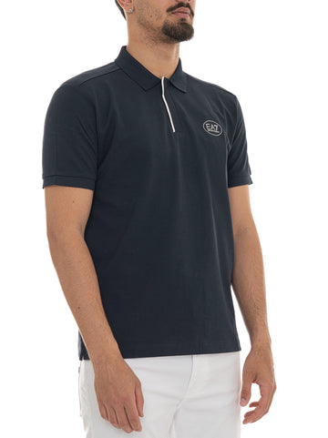 Polo in cotone piquet Blu EA7 Uomo