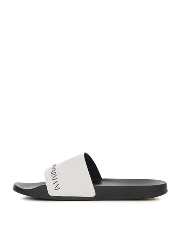 White-black slippers EA7 Man