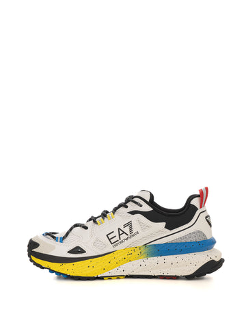 EA7 Men's White Lace-Up Sneakers