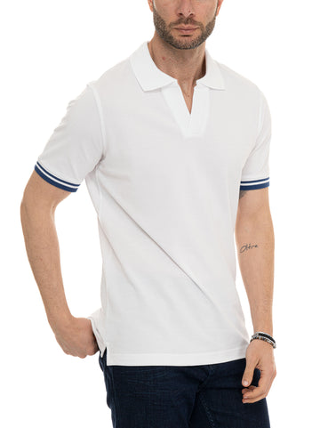 Men's Fay White Buttonless Polo Shirt