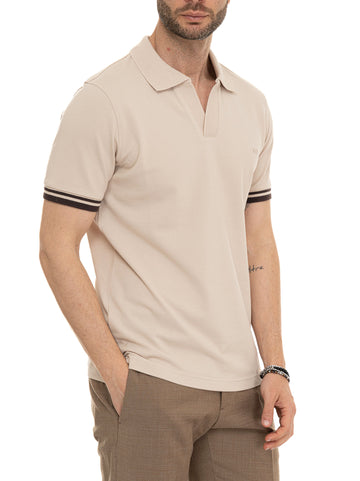 Fay Men's Beige Buttonless Polo Shirt