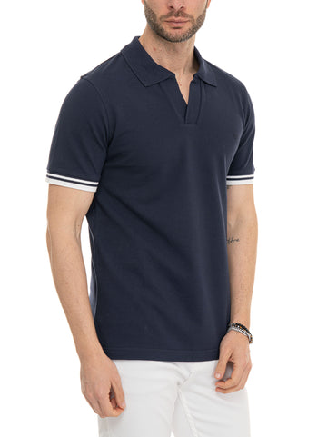 Polo senza bottoni Blu Fay Uomo