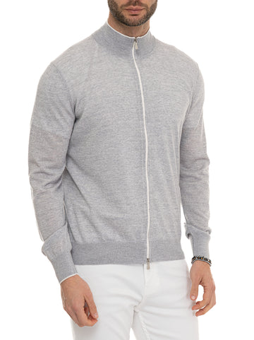 Cardigan zip con doppio cursore Grigio chiaro Gran Sasso Uomo