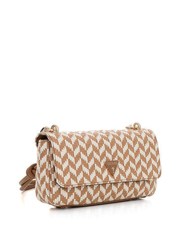 Borsa piccola Tessi flap shoulder bag Cognac-bianco Guess Donna