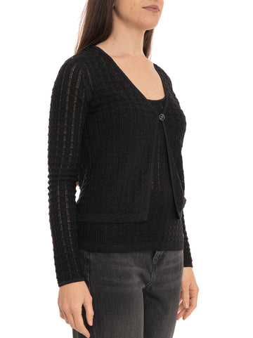 Cardigan corto Nero Guess Donna