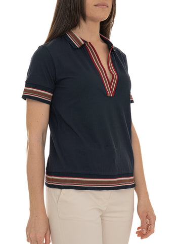 Harmont & Blaine Women's Blue Pique Cotton Polo Shirt