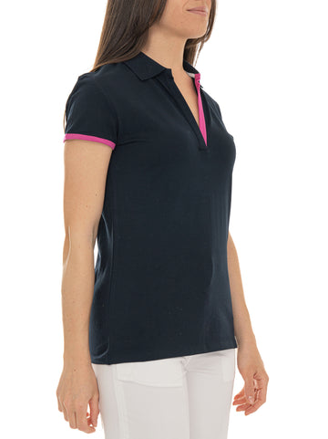 Polo in cotone piquet Blu Harmont & Blaine Donna