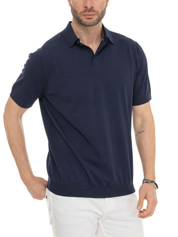 Polo in maglina META-COT/SILK Blu Hindustrie Uomo