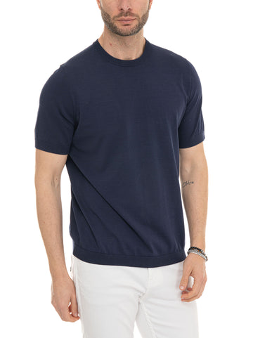 Maglia girocollo VICO-COT/SILK Blu Hindustrie Uomo