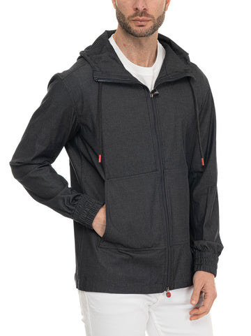 Felpa con cappuccio Denim nero Kiton Uomo