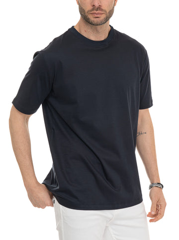 T-shirt girocollo mezza manica Blu Kiton Uomo