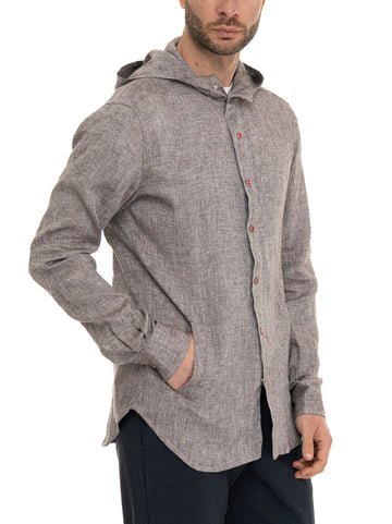 Camicia con cappuccio Tortora Kiton Uomo
