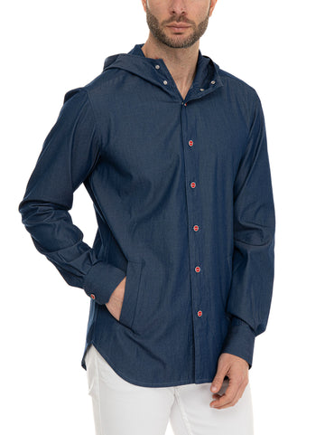 Camicia con cappuccio Denim medio Kiton Uomo