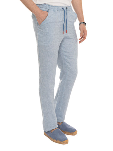 Pantalaccio in lino Celeste Kiton Uomo