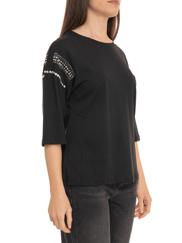 T-shirt girocollo Nero Liu Jo Donna