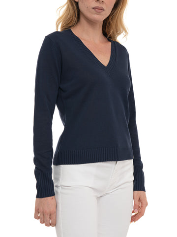 Maglia collo a V JAN VI 01 Blu Peuterey Donna
