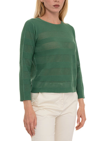 Maglia girocollo Verde Quality First Donna