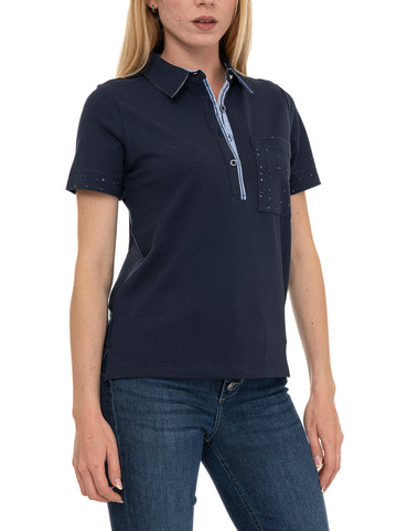 Polo mezza manica Blu Quality First Donna
