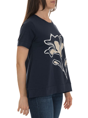 T-shirt manica corta Blu Quality First Donna