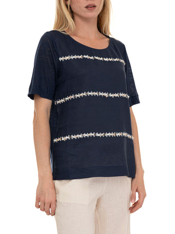 T-shirt mezza manica Blu Quality First Donna