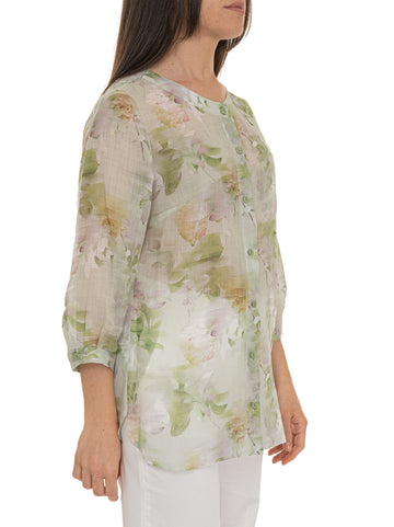 Camicia in lino Verde Quality First Donna