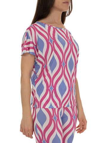 Fuchsia-White Quality First Women's Tunics