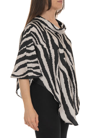 Poncho Bianco-nero Quality First Donna