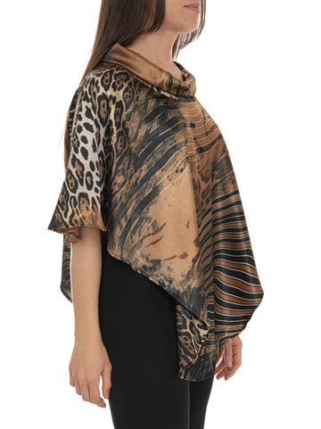 Poncho Marrone-nero Quality First Donna