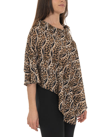 Poncho Marrone-nero Quality First Donna