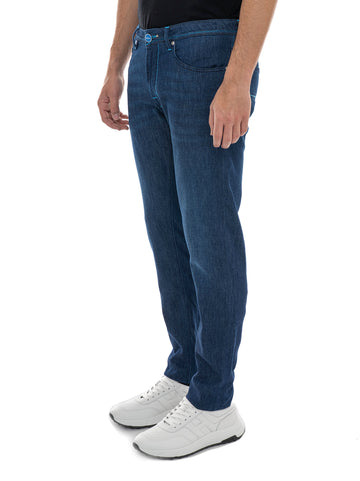 Jeans 5 tasche LEONARDO Denim scuro Tramarossa Uomo