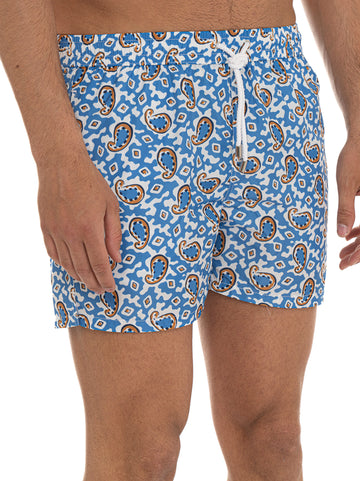 Boxer mare Azzurro-beige Vincenzo De Lauziers Uomo