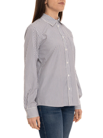 Camicia da donna in cotone WKDBAHAMAS Bianco-blu Weekend Max Mara Donna
