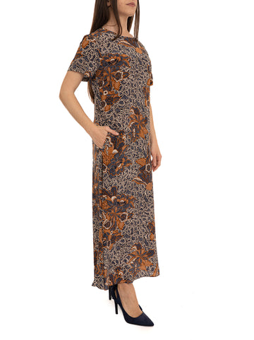 Abito lungo manica corta WKDCRESPO Blu-beige Weekend Max Mara Donna