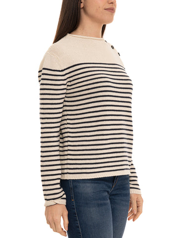 Maglia girocollo WKDQUADRO Bianco-blu Weekend Max Mara Donna