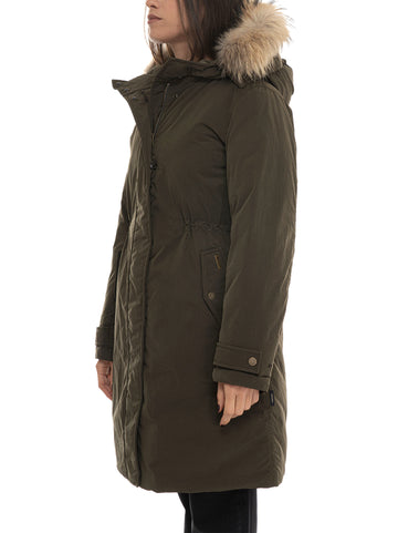 Giubbino lungo Grace fur parka Verde Woolrich Donna