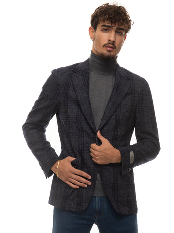 Blue Canali Man deconstructed unlined jacket