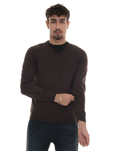 Brown V-neck sweater by BOSS Man
