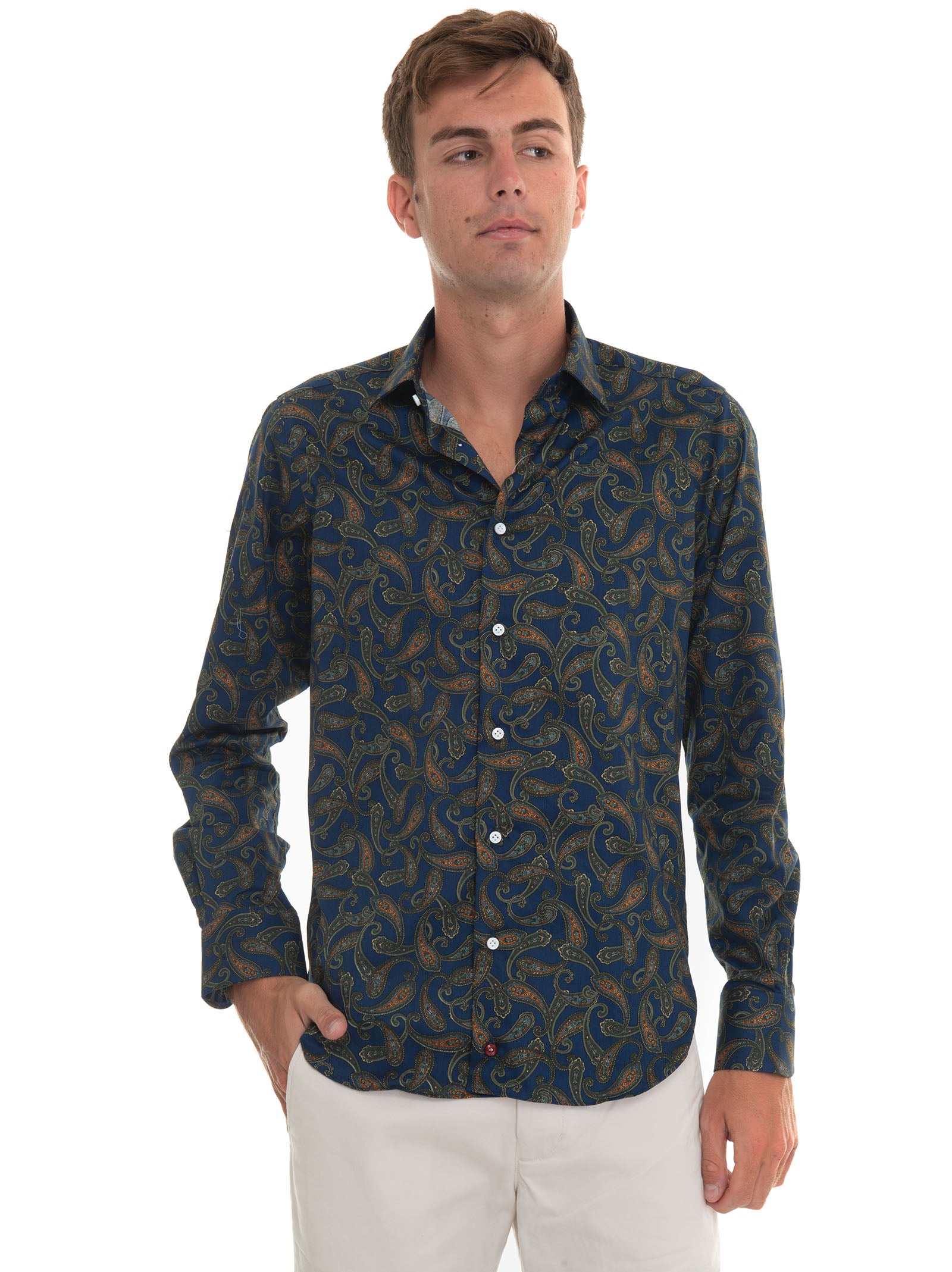 Camicia classica da uomo Bianco Canali Uomo - Scaglione Ischia Camicia classica da uomo Bianco Canali Uomo - Scaglione Ischia