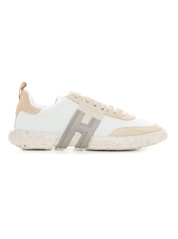 Leather sneakers with laces 3R White-beige Hogan Uomo