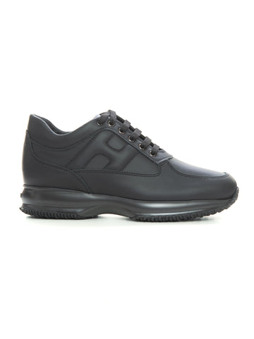 Leather sneakers with laces Interactive Black Hogan Man