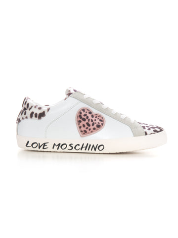 Sneakers con lacci Bianco-rosa Love Moschino Donna