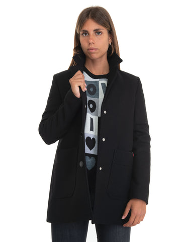 Black cloth coat Love Moschino Woman