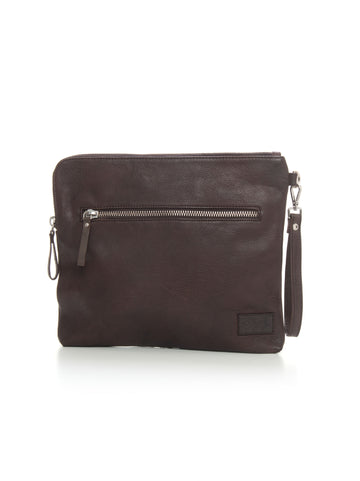 Clutch bag in dark brown leather The Jack Leathers Man
