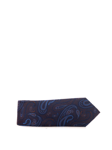Cravatta in seta Blu-marrone Canali Uomo