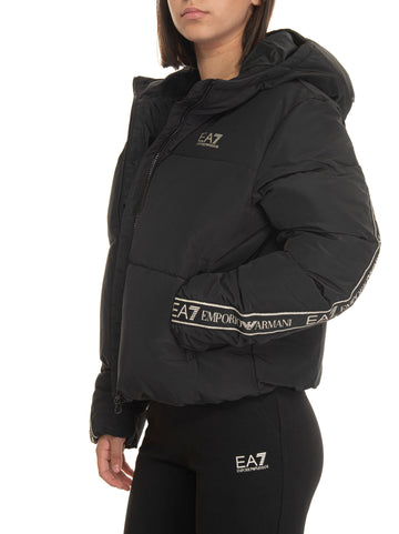 Black quilted jacket EA7 Woman