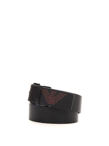 Belt with logo buckle Black-orange Emporio Armani Men