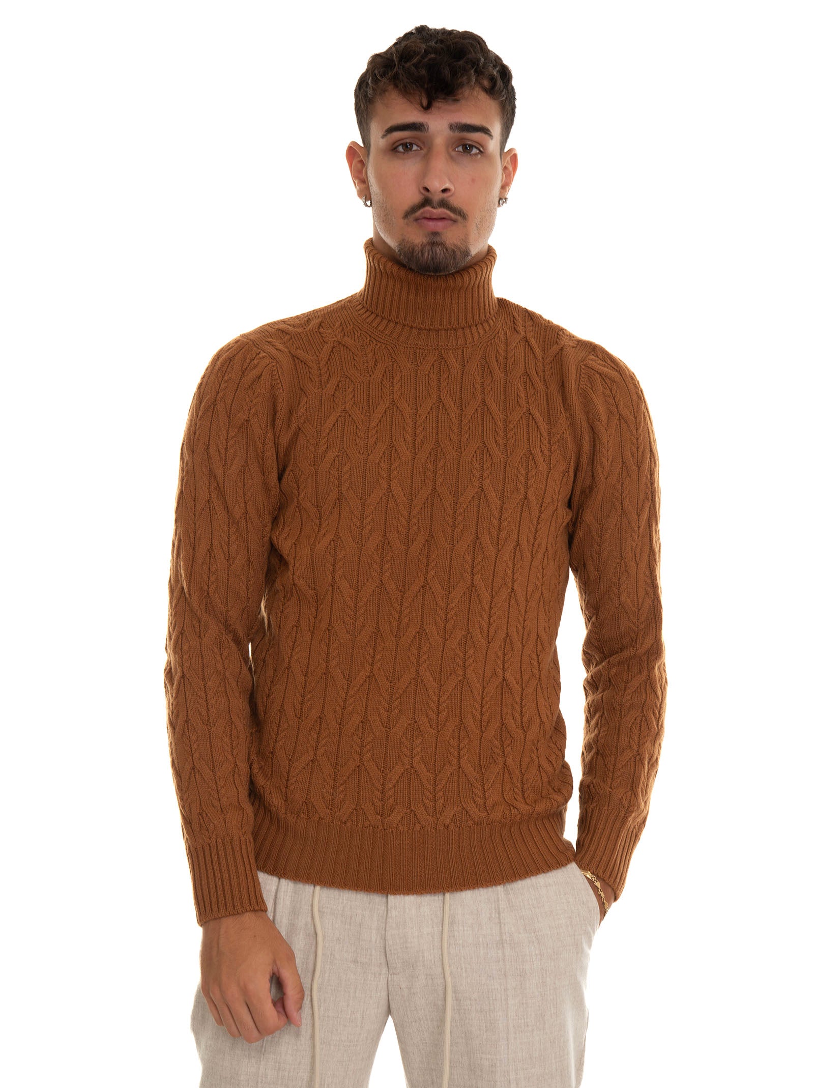 High neck pullover Hazelnut Gran Sasso Man Scaglione Ischia
