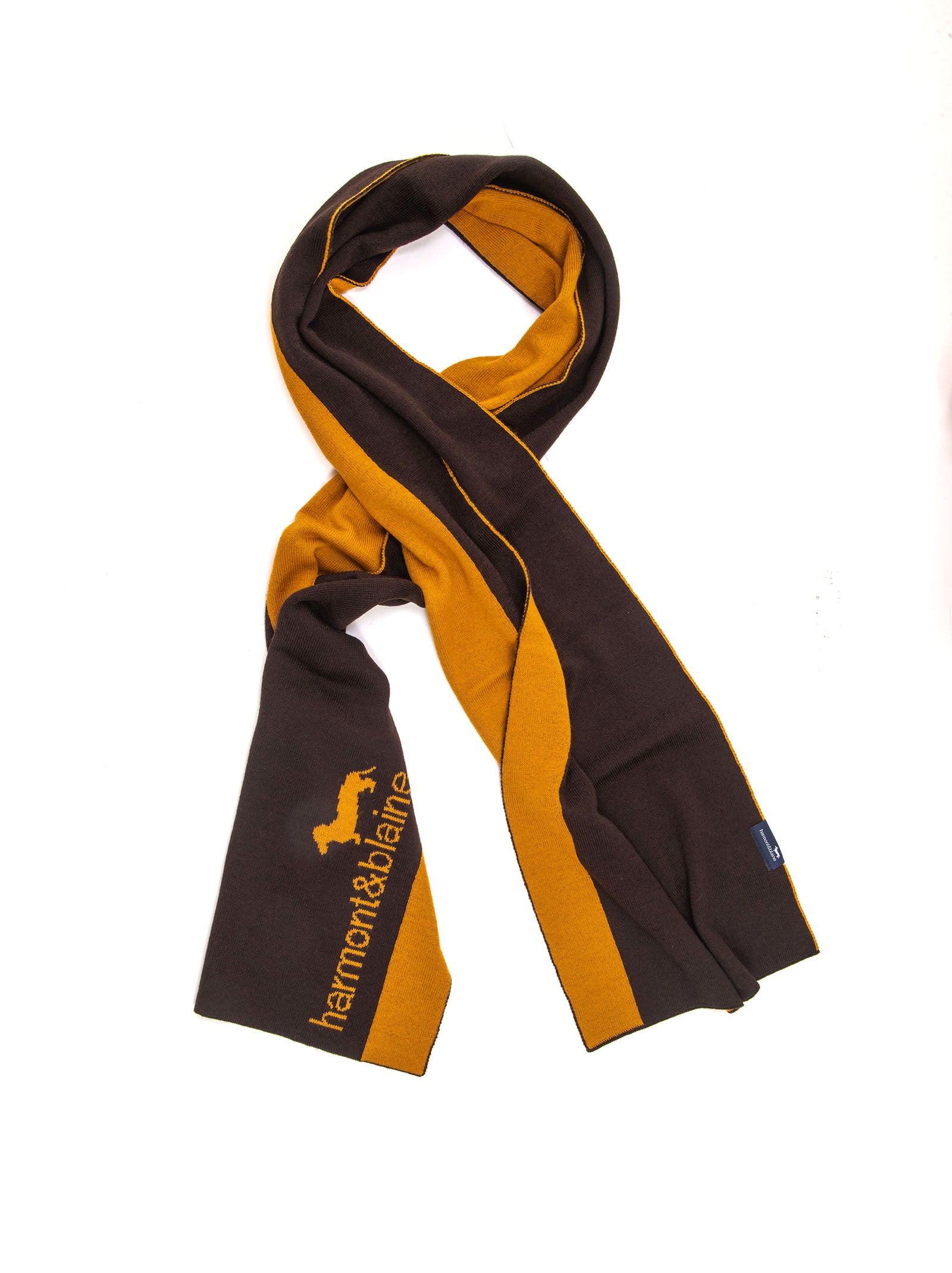Reversible scarf Brown-mustard Harmont Blaine Men Scaglione Ischia